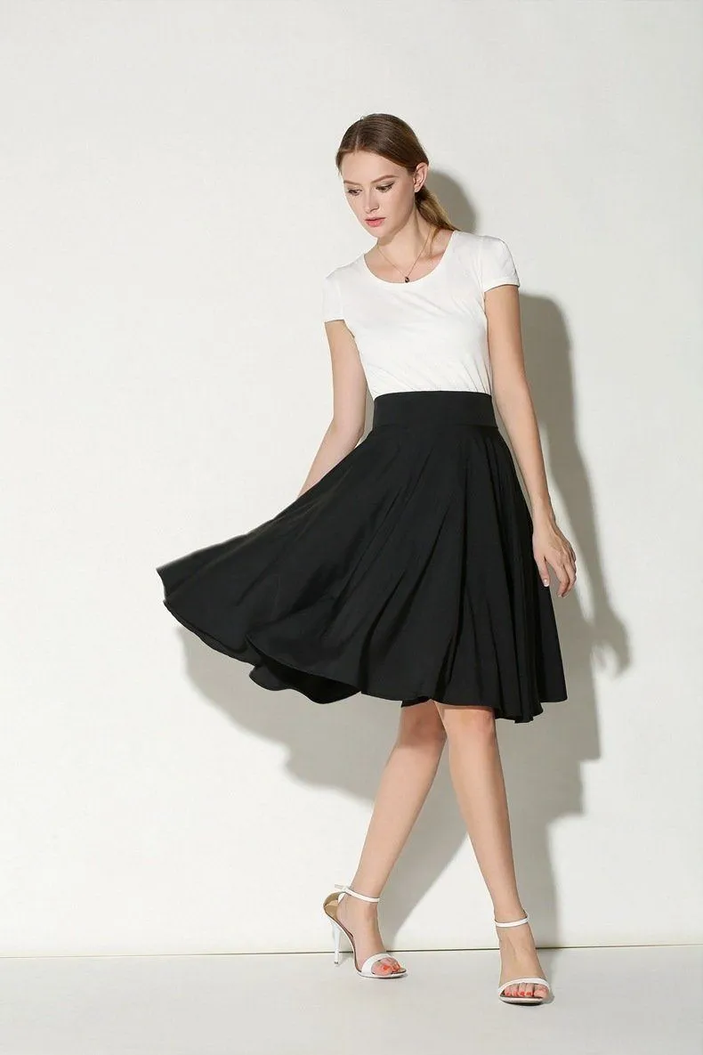 Solid High Waist Skirt