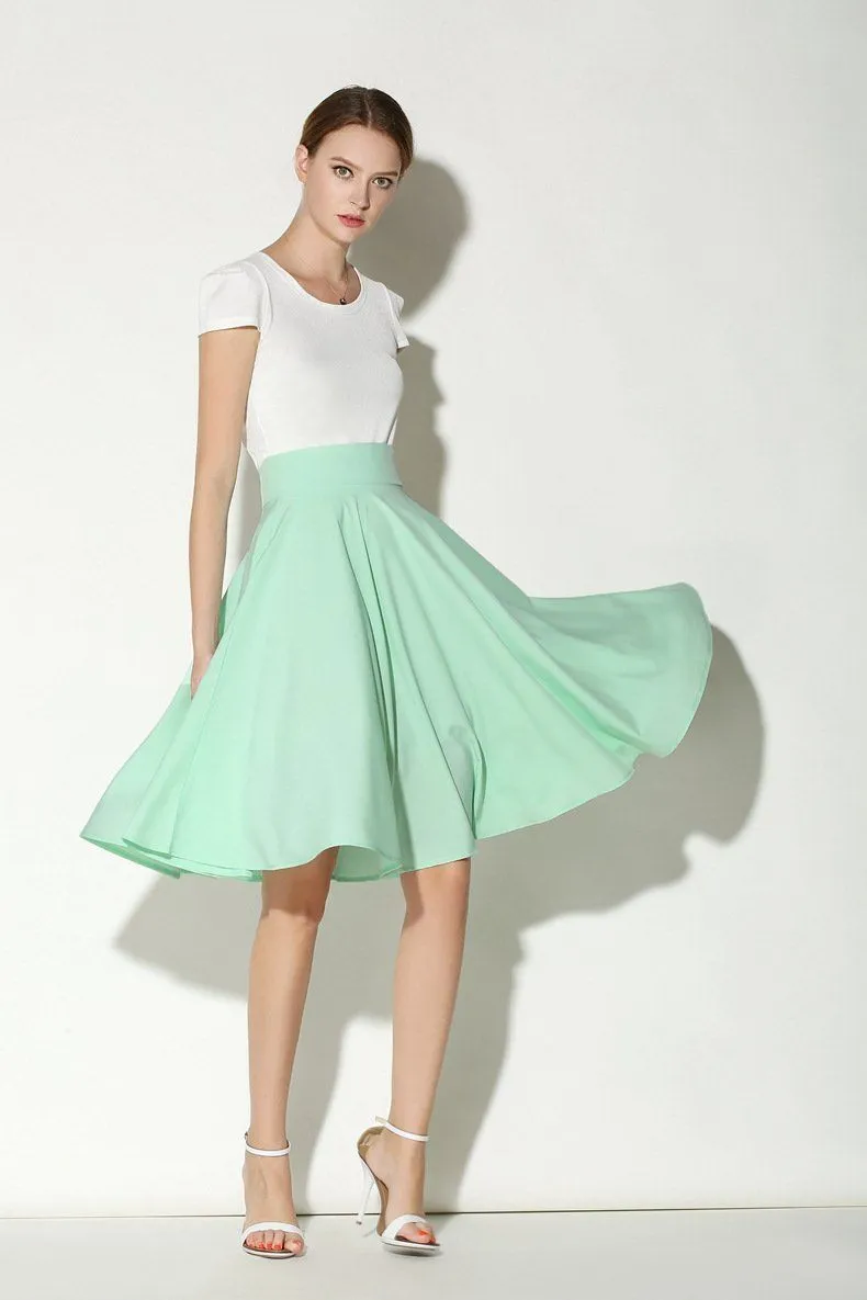 Solid High Waist Skirt