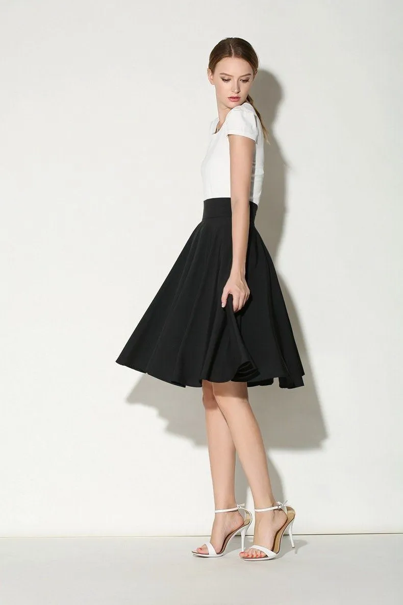 Solid High Waist Skirt