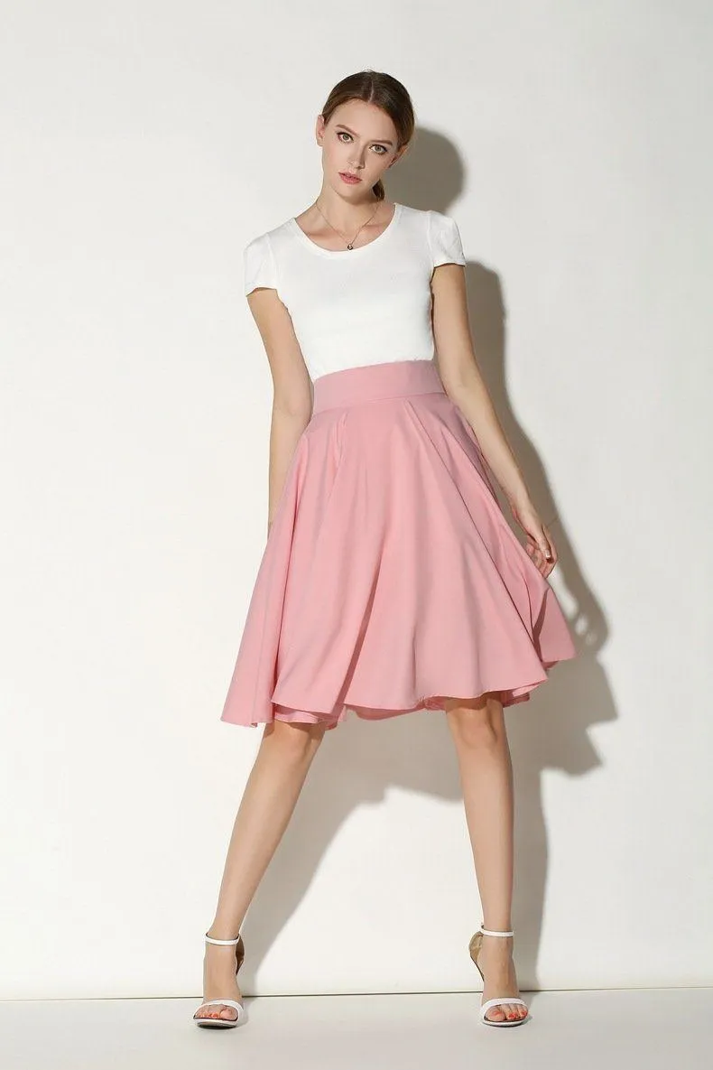 Solid High Waist Skirt