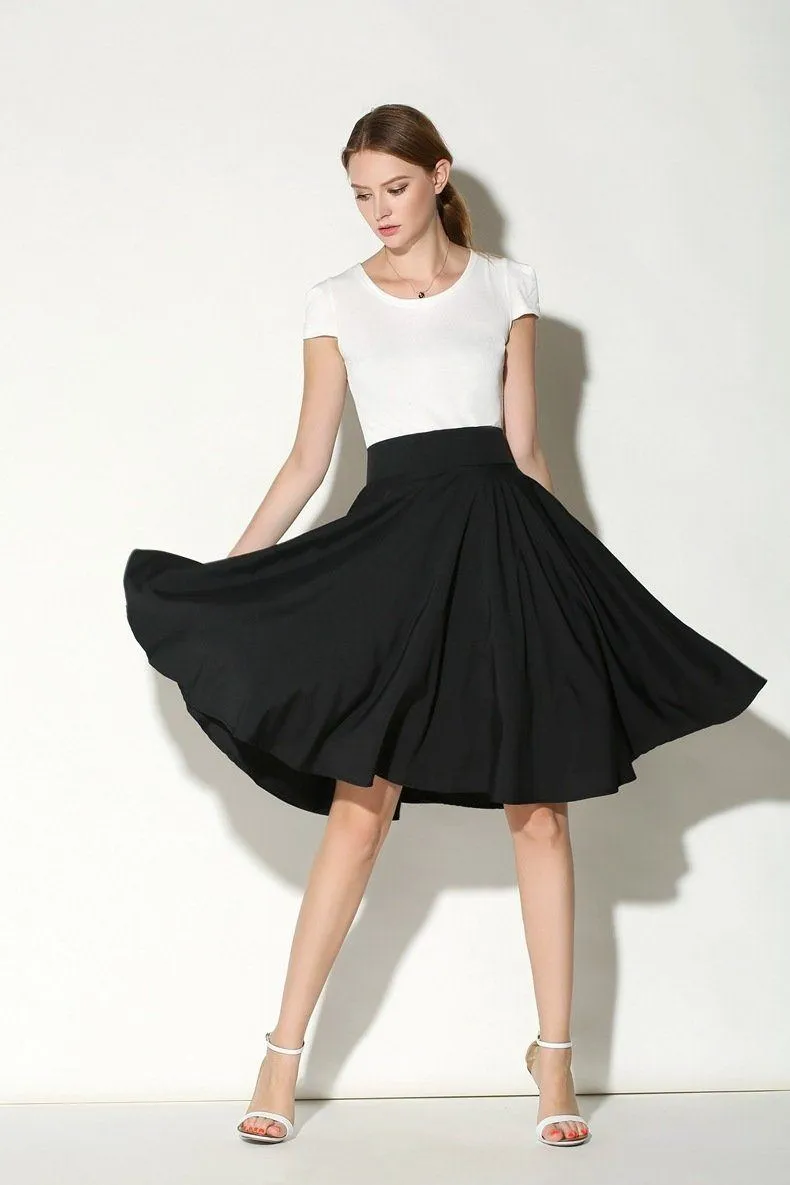 Solid High Waist Skirt