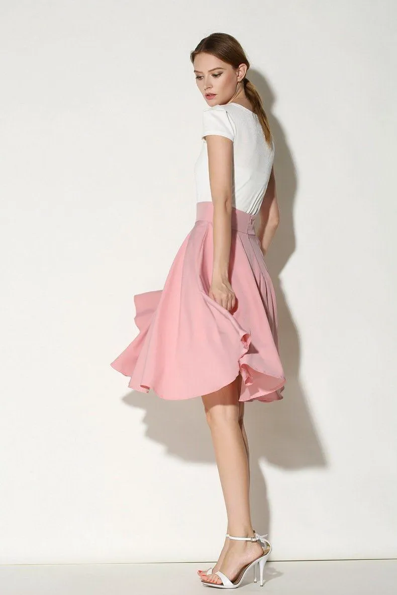 Solid High Waist Skirt