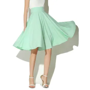 Solid High Waist Skirt