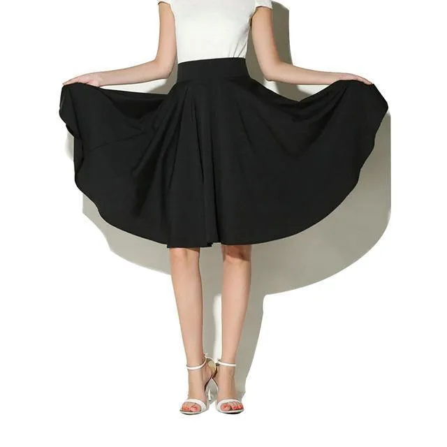 Solid High Waist Skirt