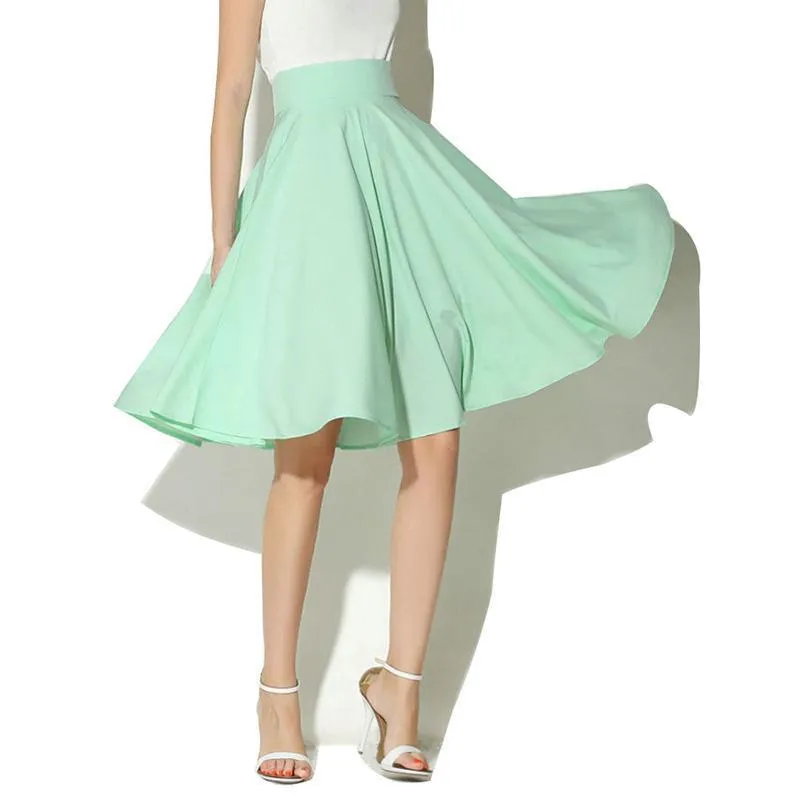 Solid High Waist Skirt
