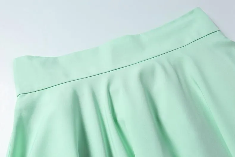 Solid High Waist Skirt