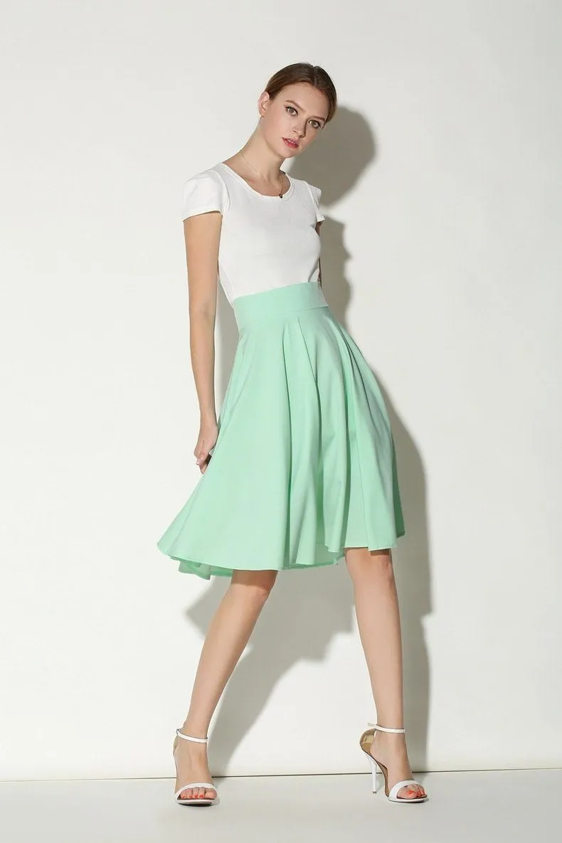 Solid High Waist Skirt