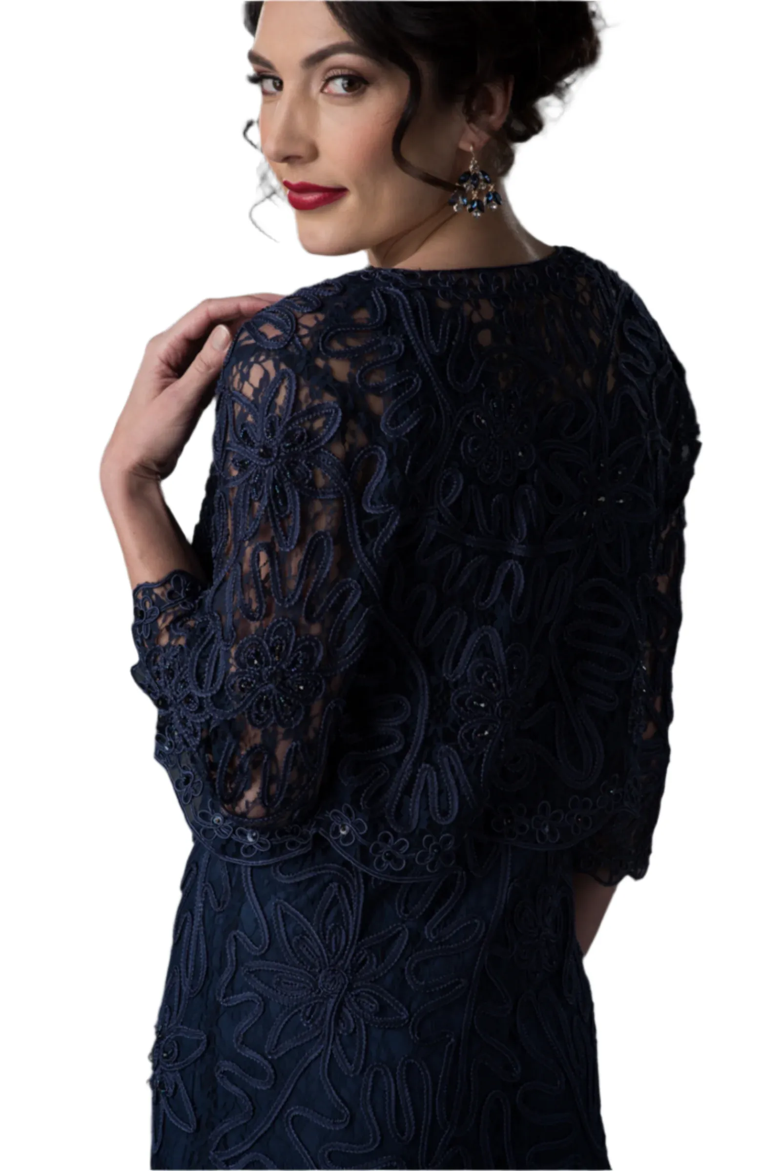 Soulmates 1501 Soutache Lace Tea-Length Cocktail Dress with Jacket Set