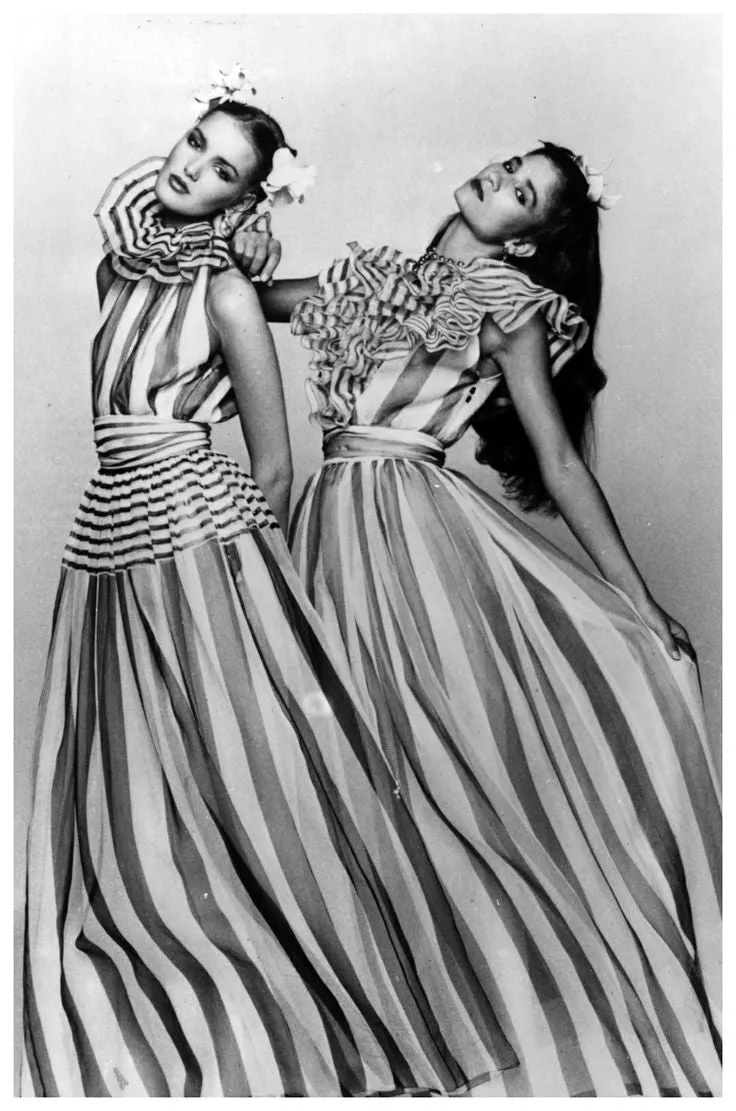 Spring 1980 Documented Christian Dior Striped Silk Gown