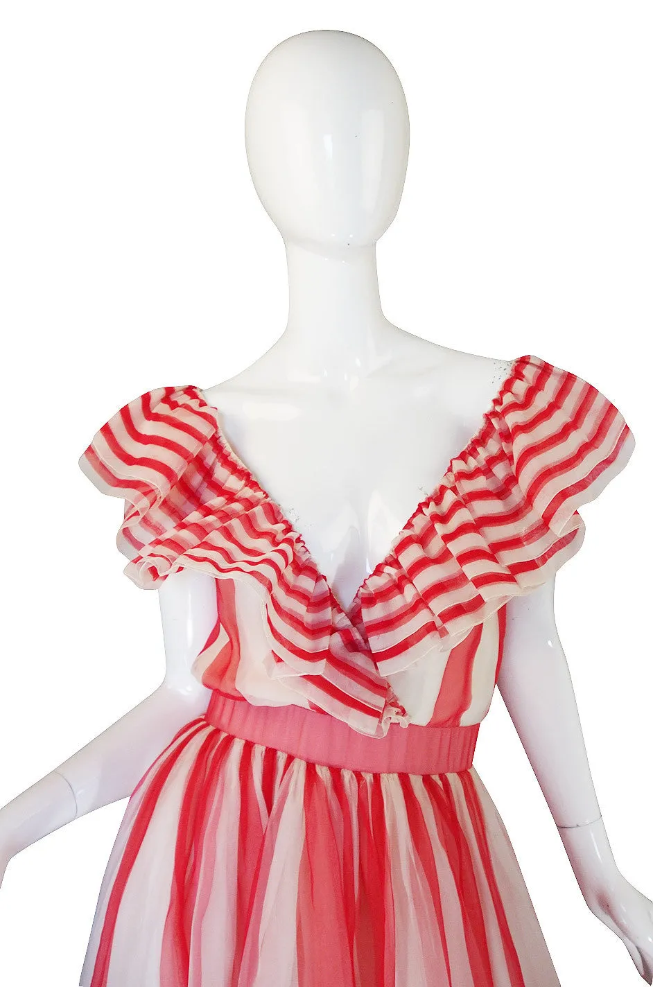 Spring 1980 Documented Christian Dior Striped Silk Gown