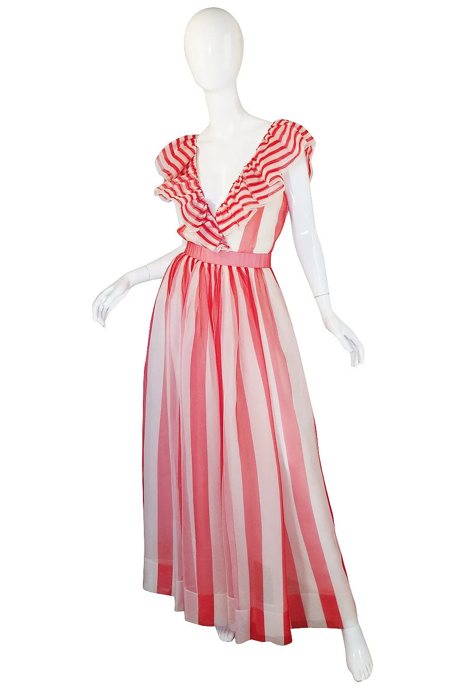 Spring 1980 Documented Christian Dior Striped Silk Gown