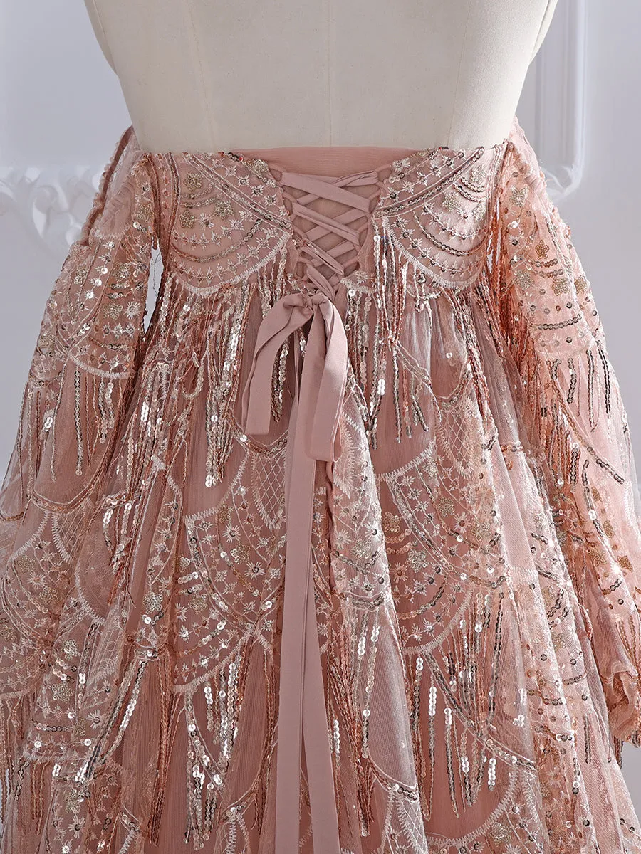 Strapless Sweetheart Bling Sequins Dress Woman Photography Props Gown YW231084