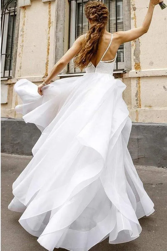 Sweet Girl Wedding Dresses Lace Bodice Horsehair Trim Skirt