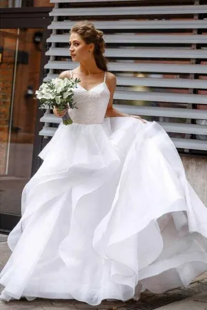 Sweet Girl Wedding Dresses Lace Bodice Horsehair Trim Skirt