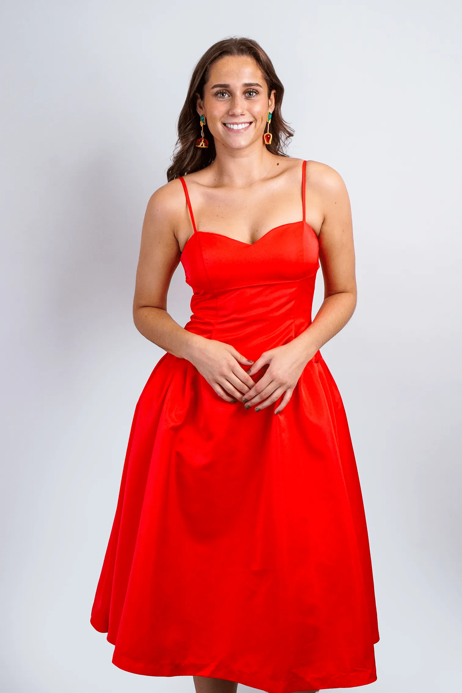 Sweetheart Corset Red Midi Dress