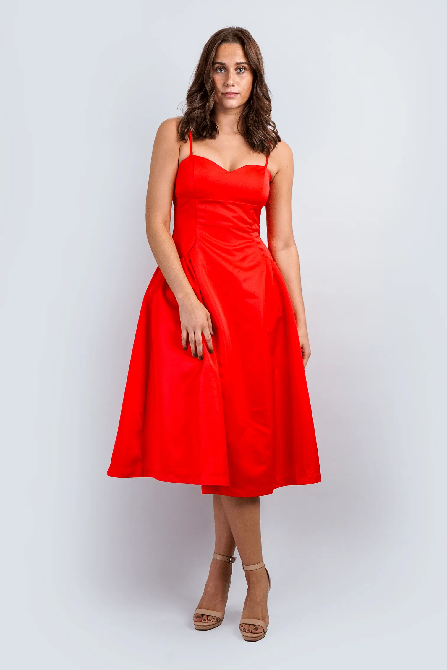 Sweetheart Corset Red Midi Dress
