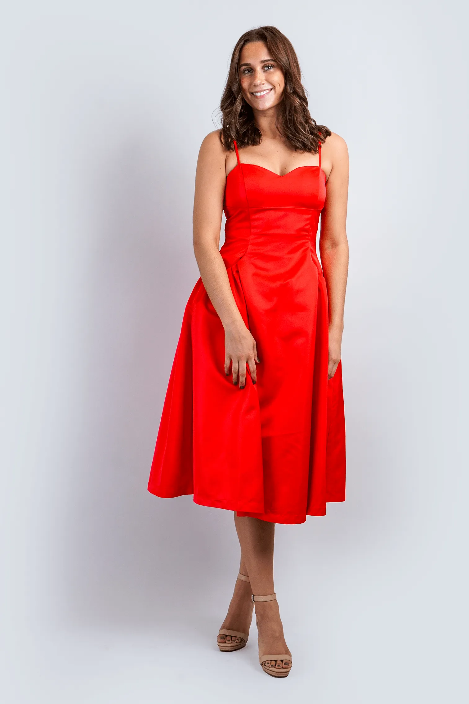 Sweetheart Corset Red Midi Dress