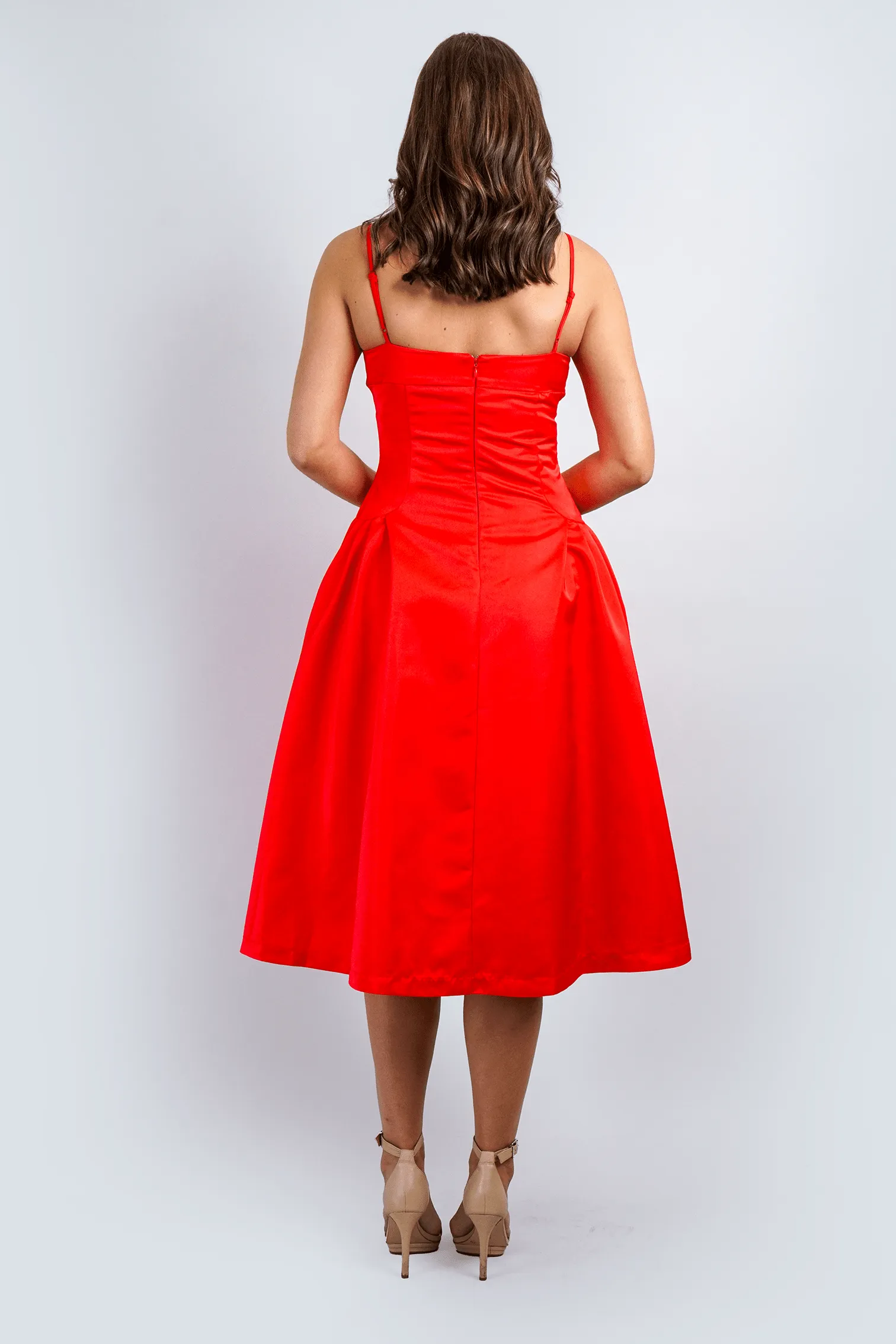 Sweetheart Corset Red Midi Dress