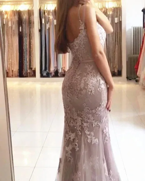 Sweetheart Spaghetti Straps Lace Mermaid Floor Long Evening Prom Dresses,MP618