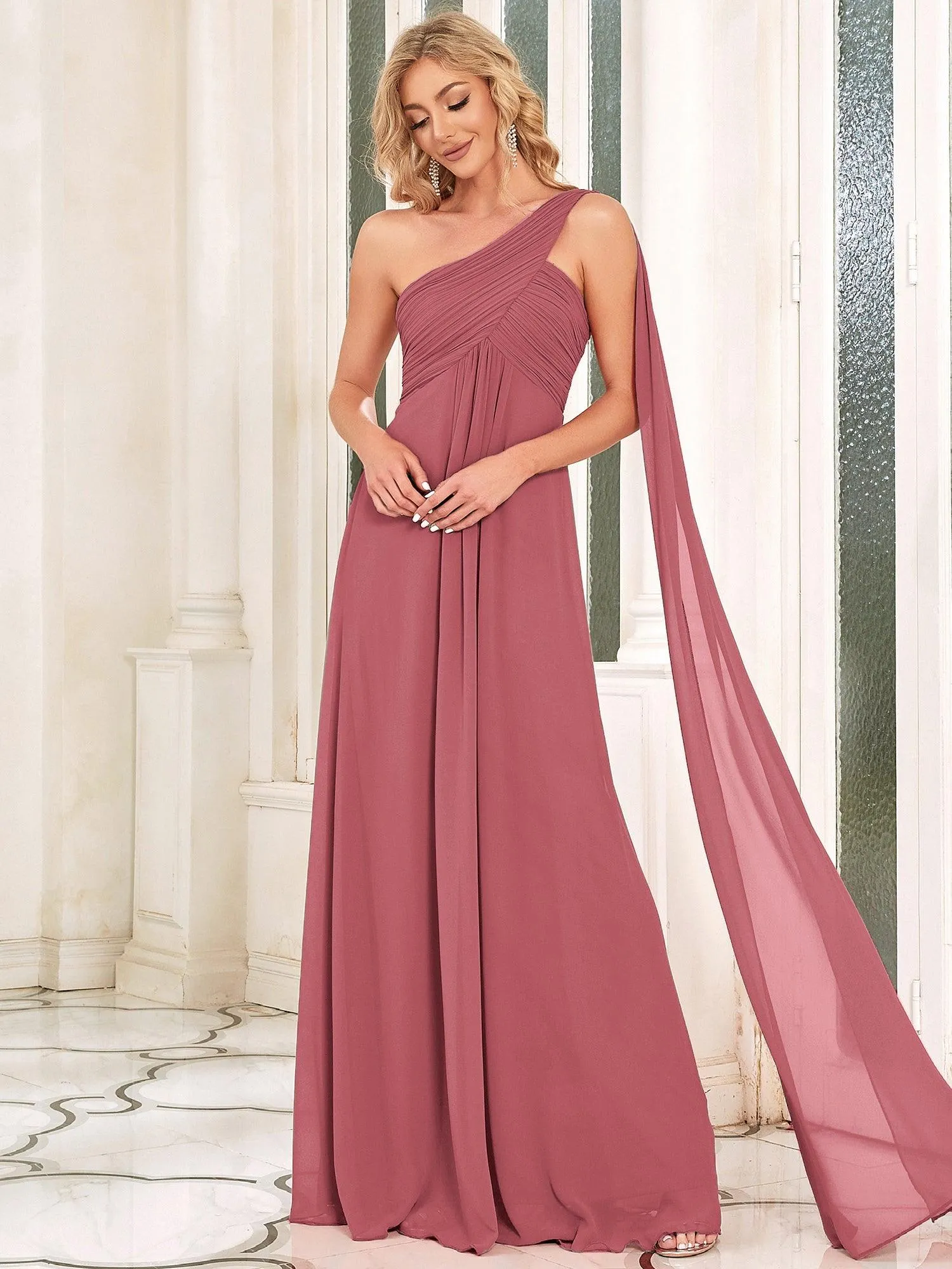 Taille personnalisée Robes de Soirée élégante Chiffon avec Une épaule pour Femmes