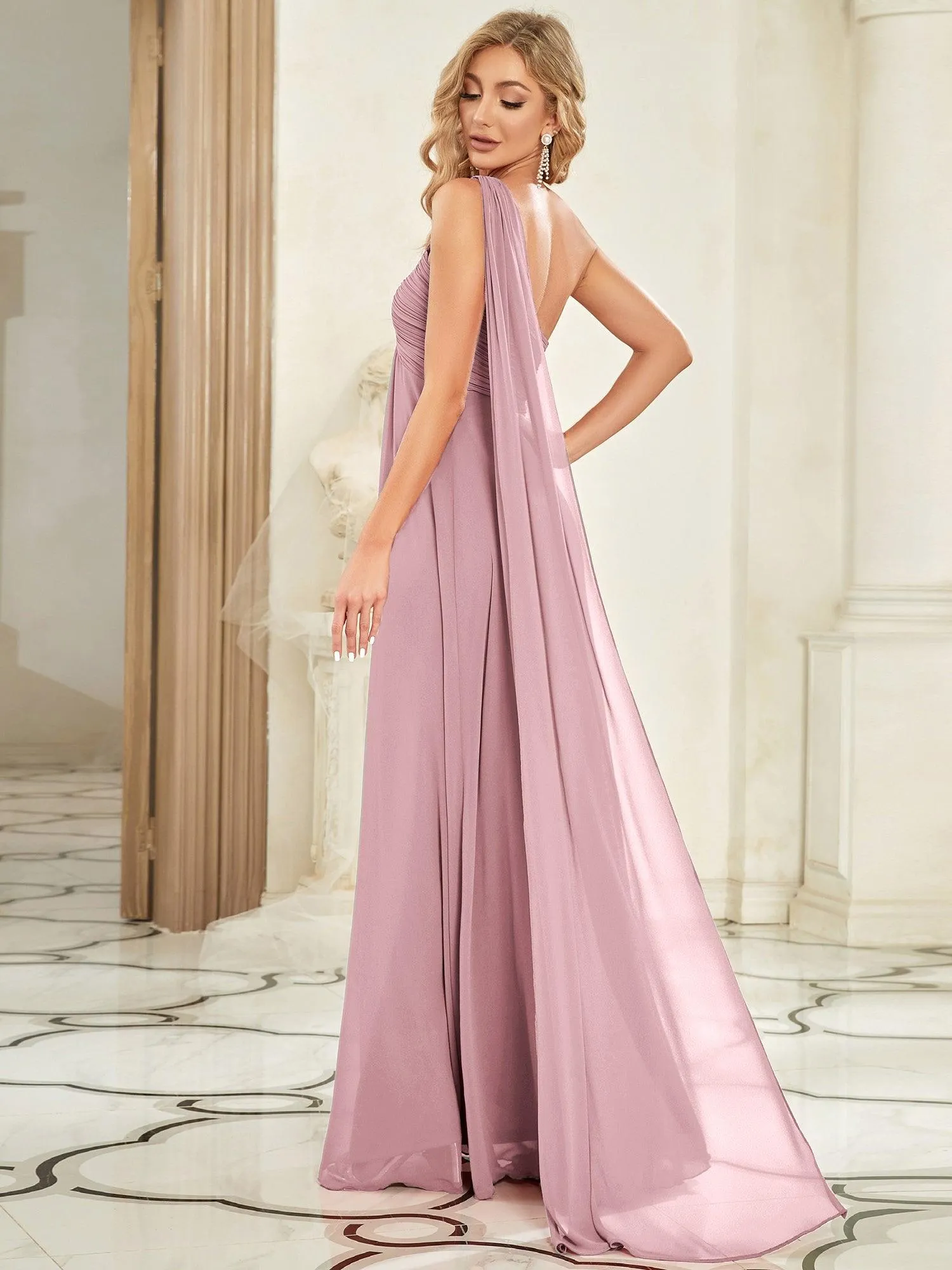 Taille personnalisée Robes de Soirée élégante Chiffon avec Une épaule pour Femmes