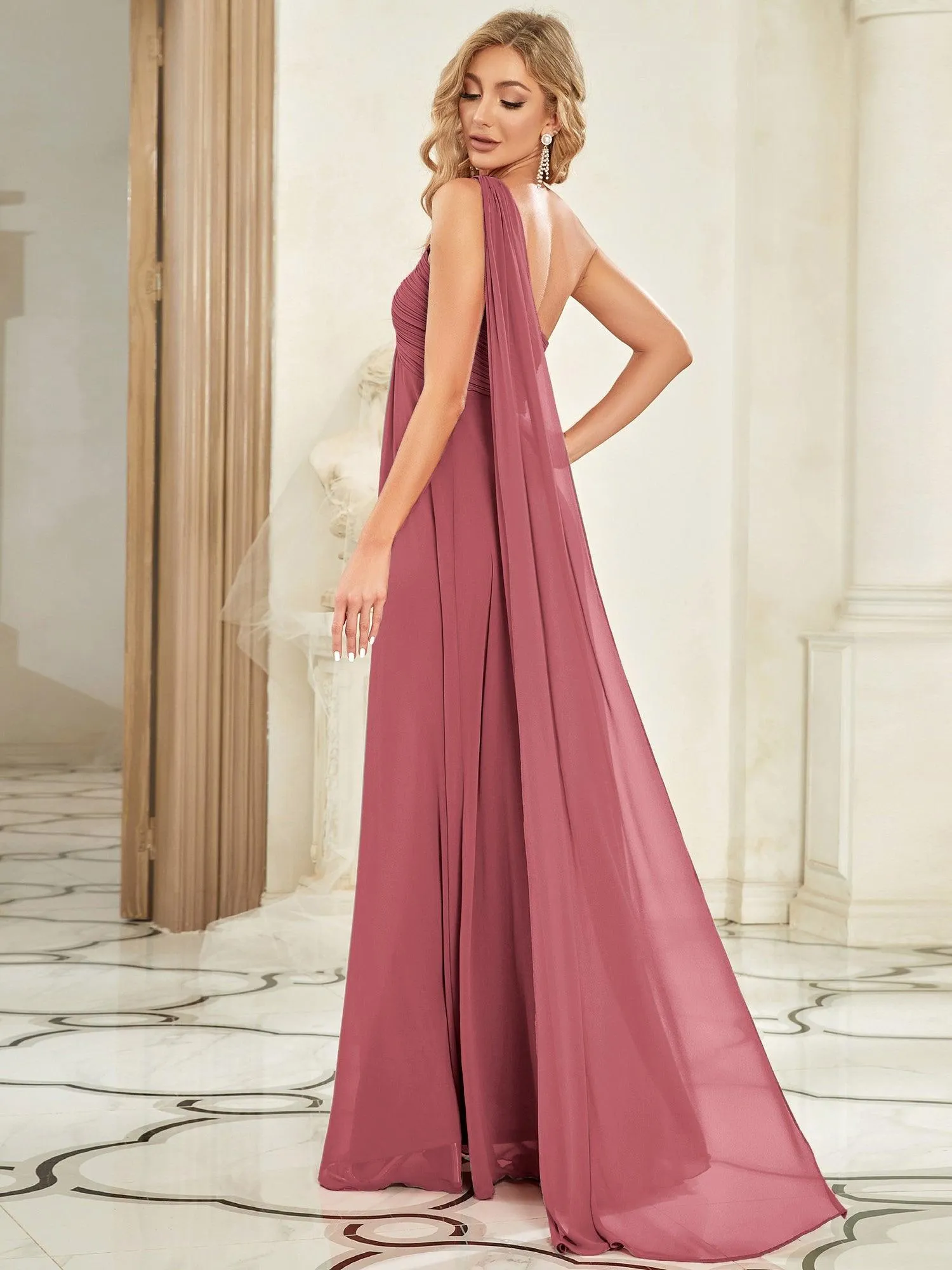 Taille personnalisée Robes de Soirée élégante Chiffon avec Une épaule pour Femmes