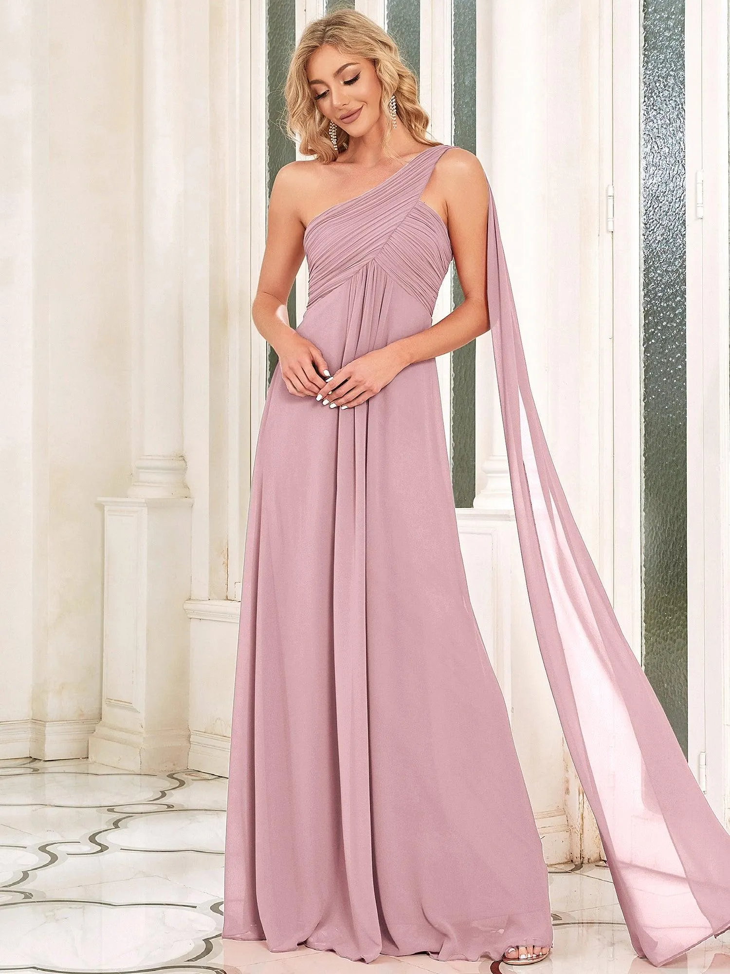 Taille personnalisée Robes de Soirée élégante Chiffon avec Une épaule pour Femmes