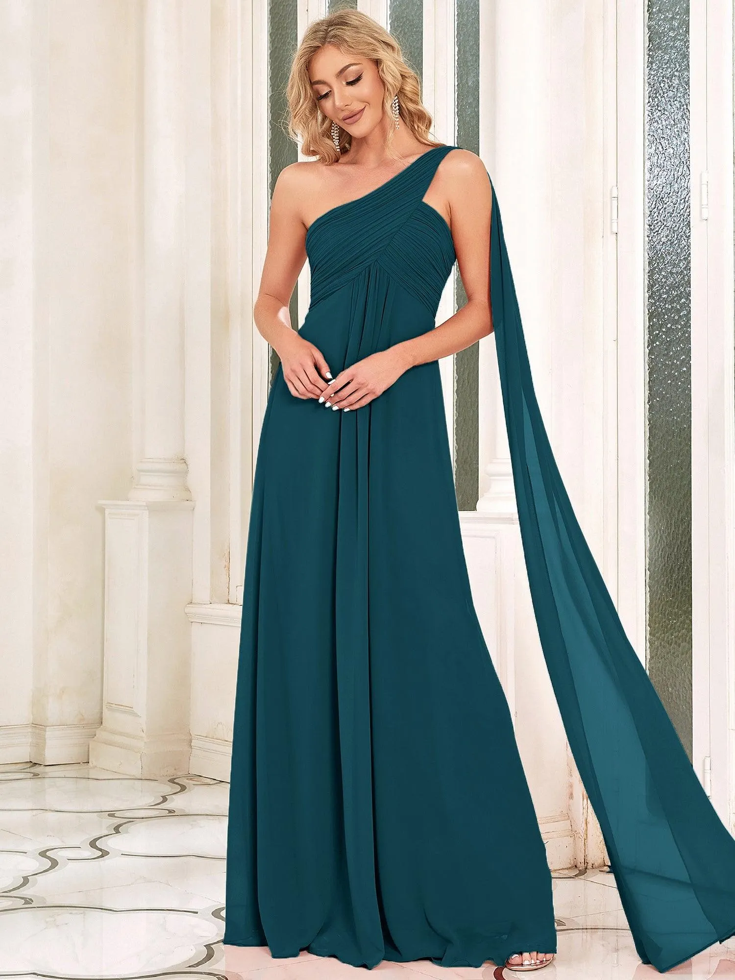 Taille personnalisée Robes de Soirée élégante Chiffon avec Une épaule pour Femmes