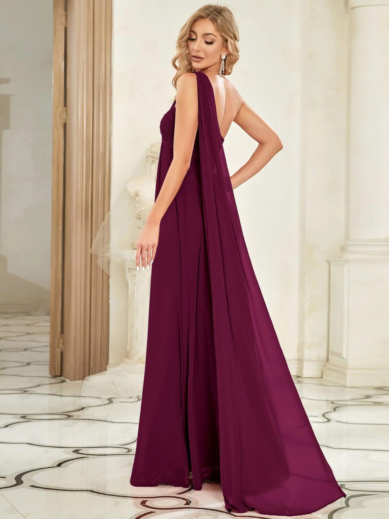 Taille personnalisée Robes de Soirée élégante Chiffon avec Une épaule pour Femmes