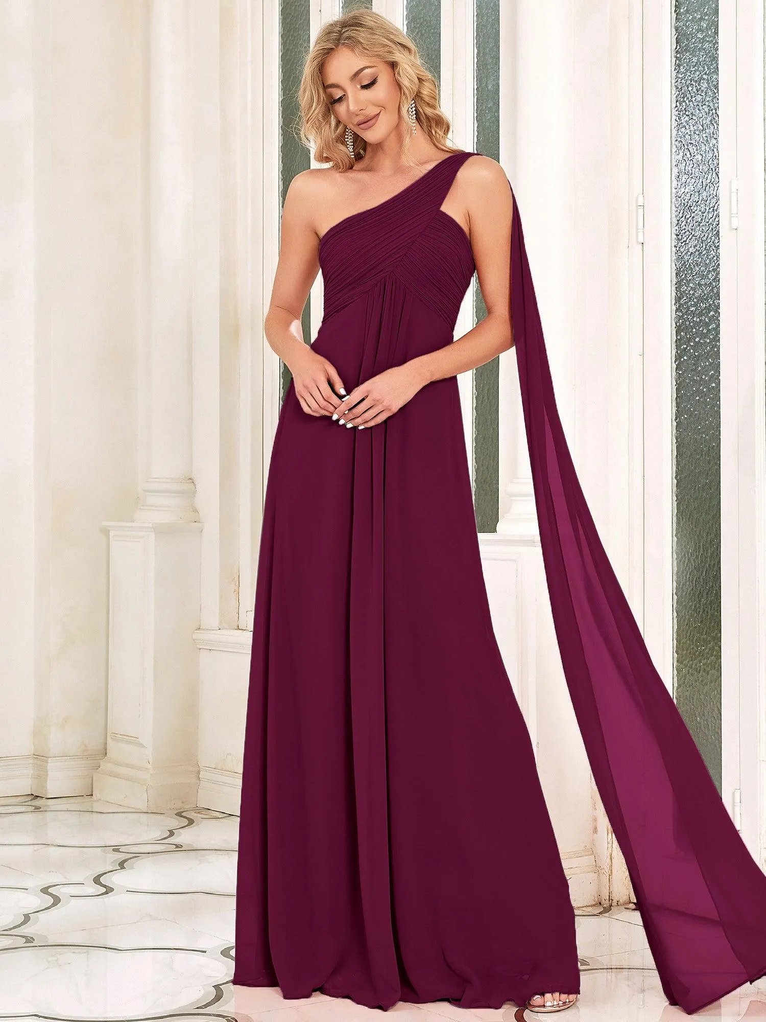 Taille personnalisée Robes de Soirée élégante Chiffon avec Une épaule pour Femmes