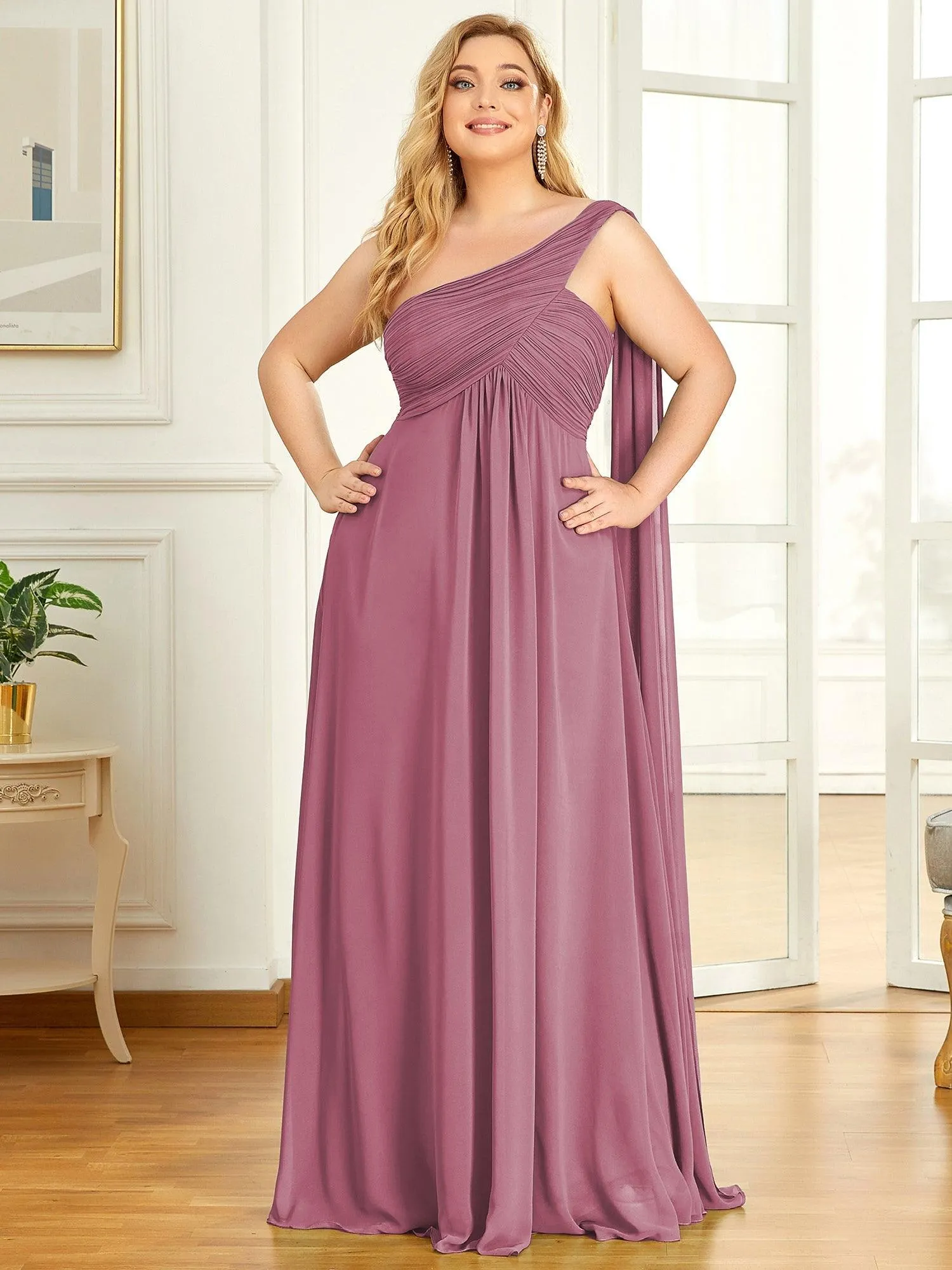 Taille personnalisée Robes de Soirée élégante Chiffon avec Une épaule pour Femmes
