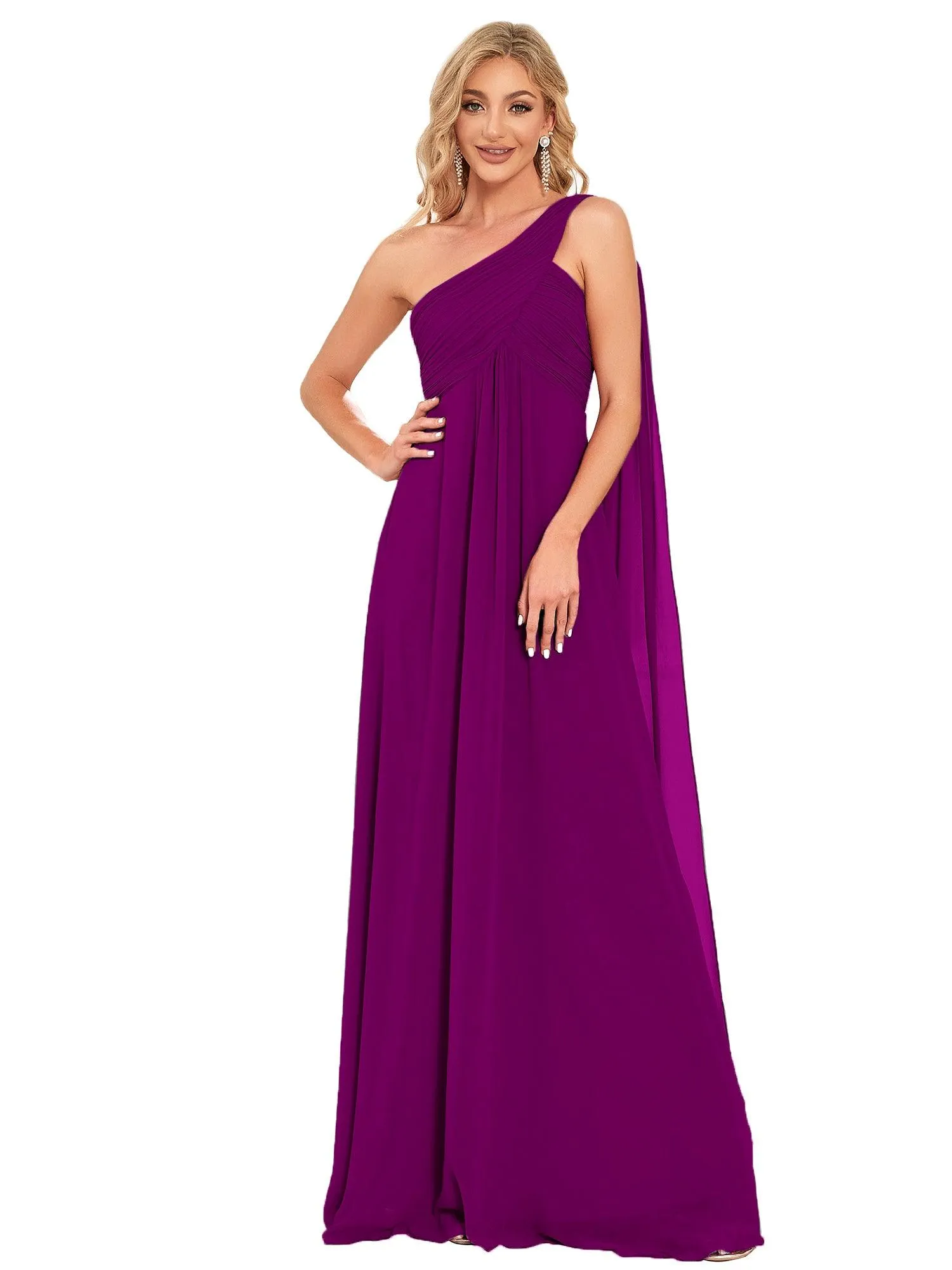 Taille personnalisée Robes de Soirée élégante Chiffon avec Une épaule pour Femmes