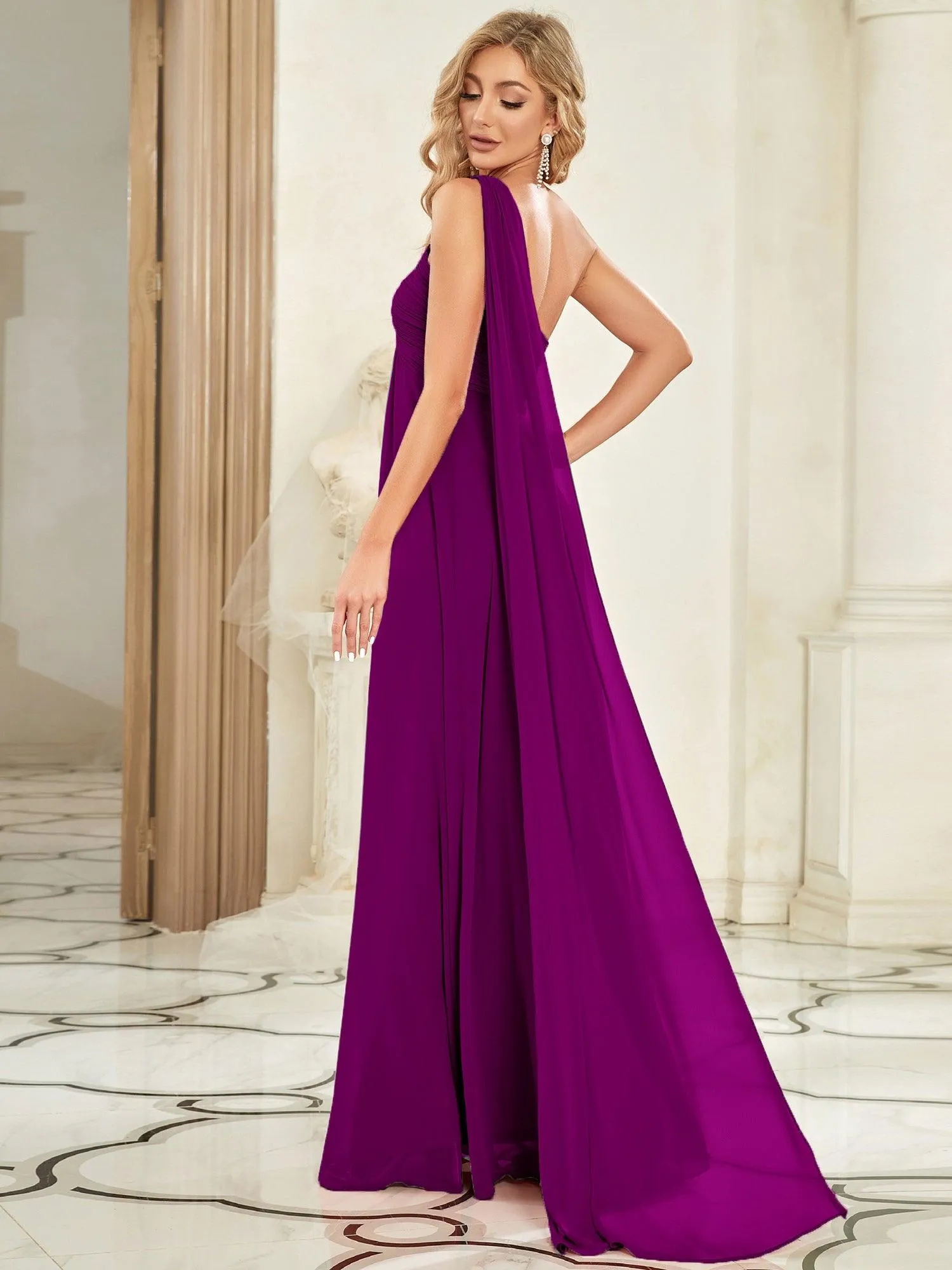 Taille personnalisée Robes de Soirée élégante Chiffon avec Une épaule pour Femmes