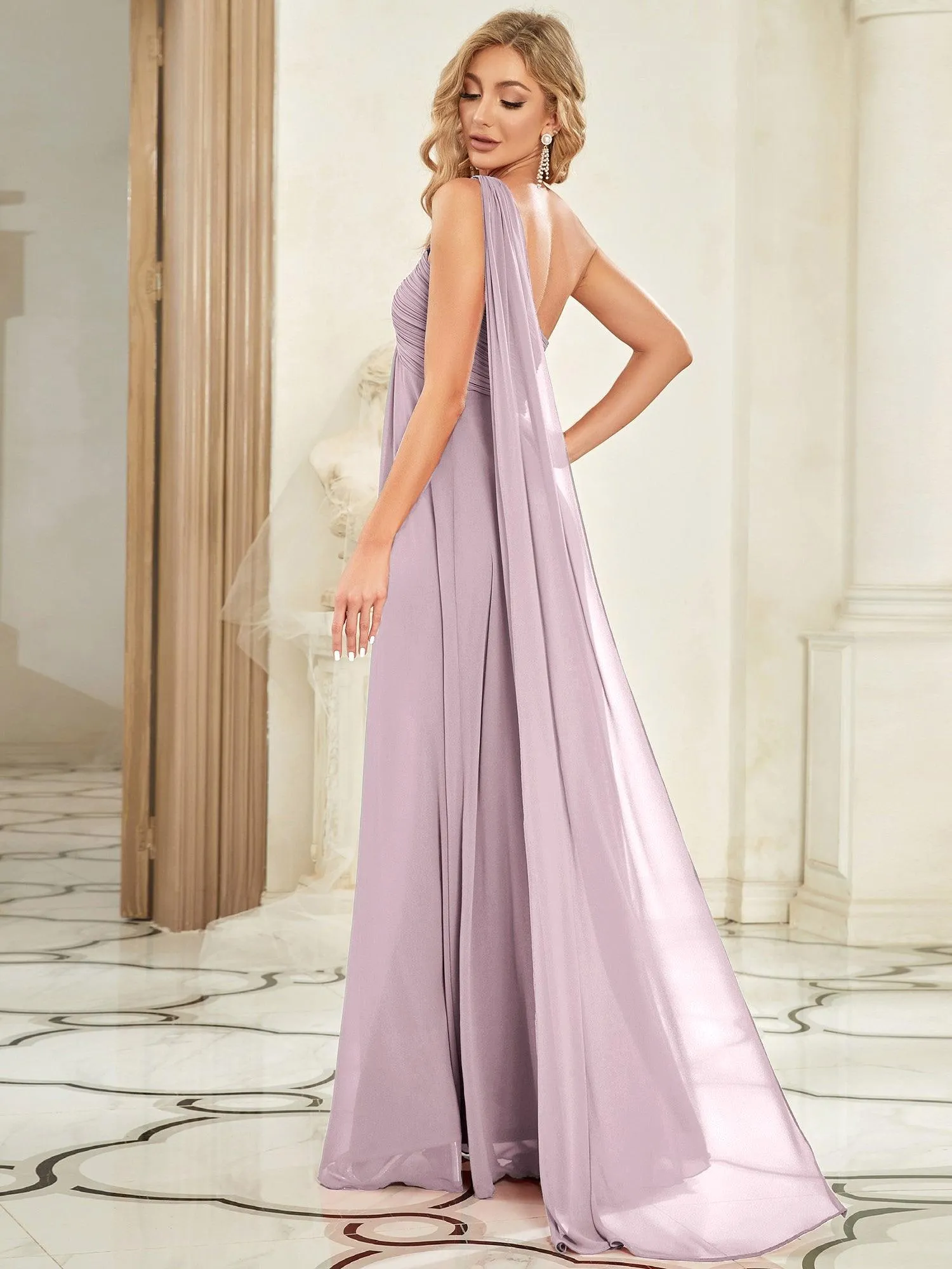 Taille personnalisée Robes de Soirée élégante Chiffon avec Une épaule pour Femmes