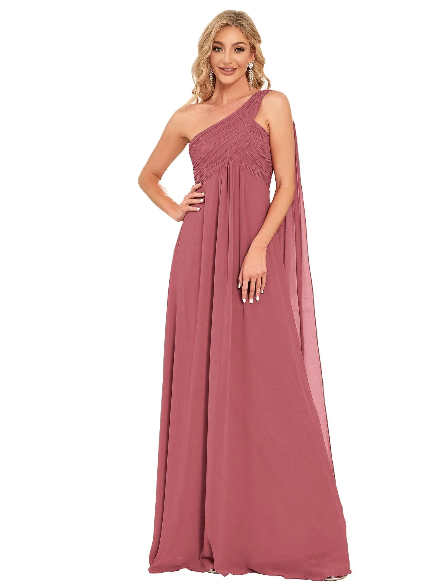 Taille personnalisée Robes de Soirée élégante Chiffon avec Une épaule pour Femmes