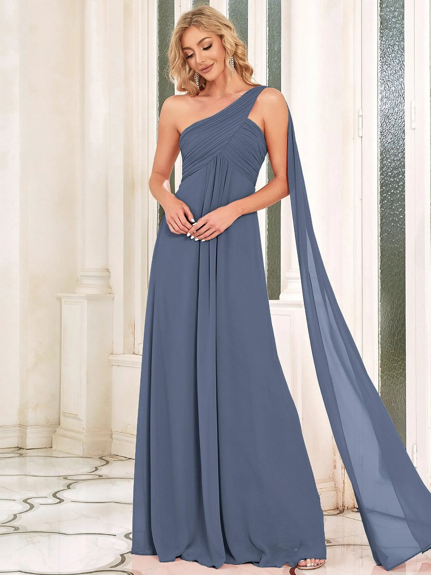 Taille personnalisée Robes de Soirée élégante Chiffon avec Une épaule pour Femmes
