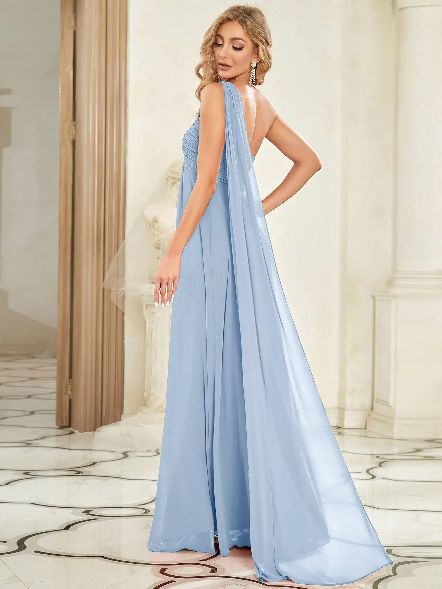 Taille personnalisée Robes de Soirée élégante Chiffon avec Une épaule pour Femmes