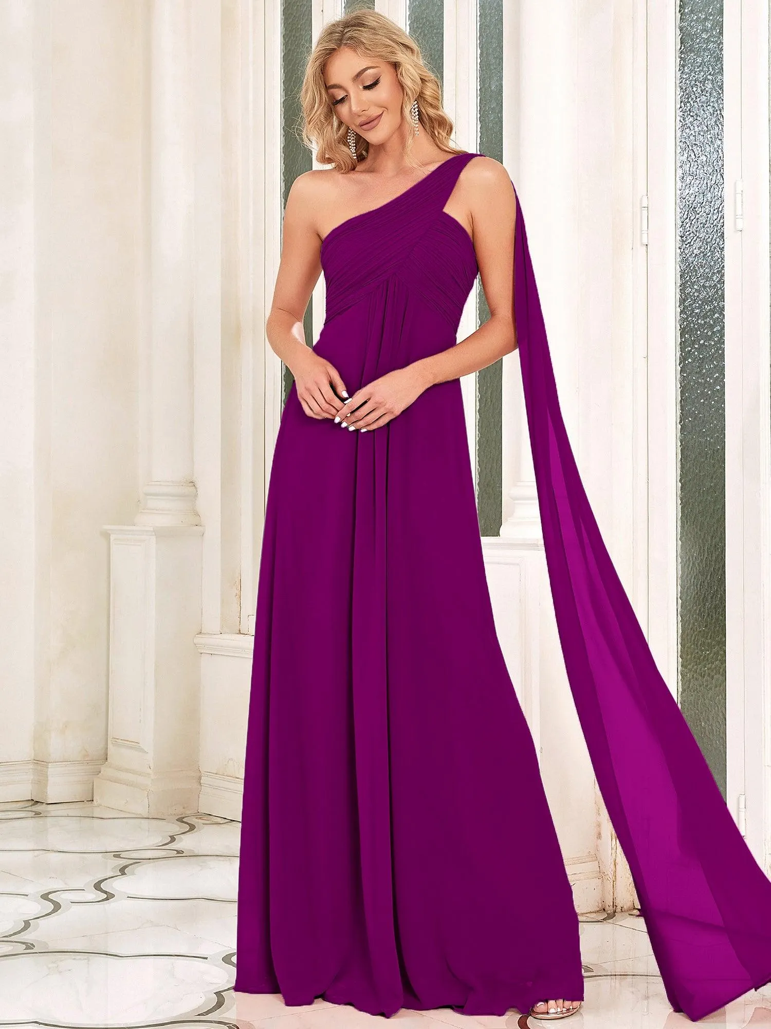 Taille personnalisée Robes de Soirée élégante Chiffon avec Une épaule pour Femmes