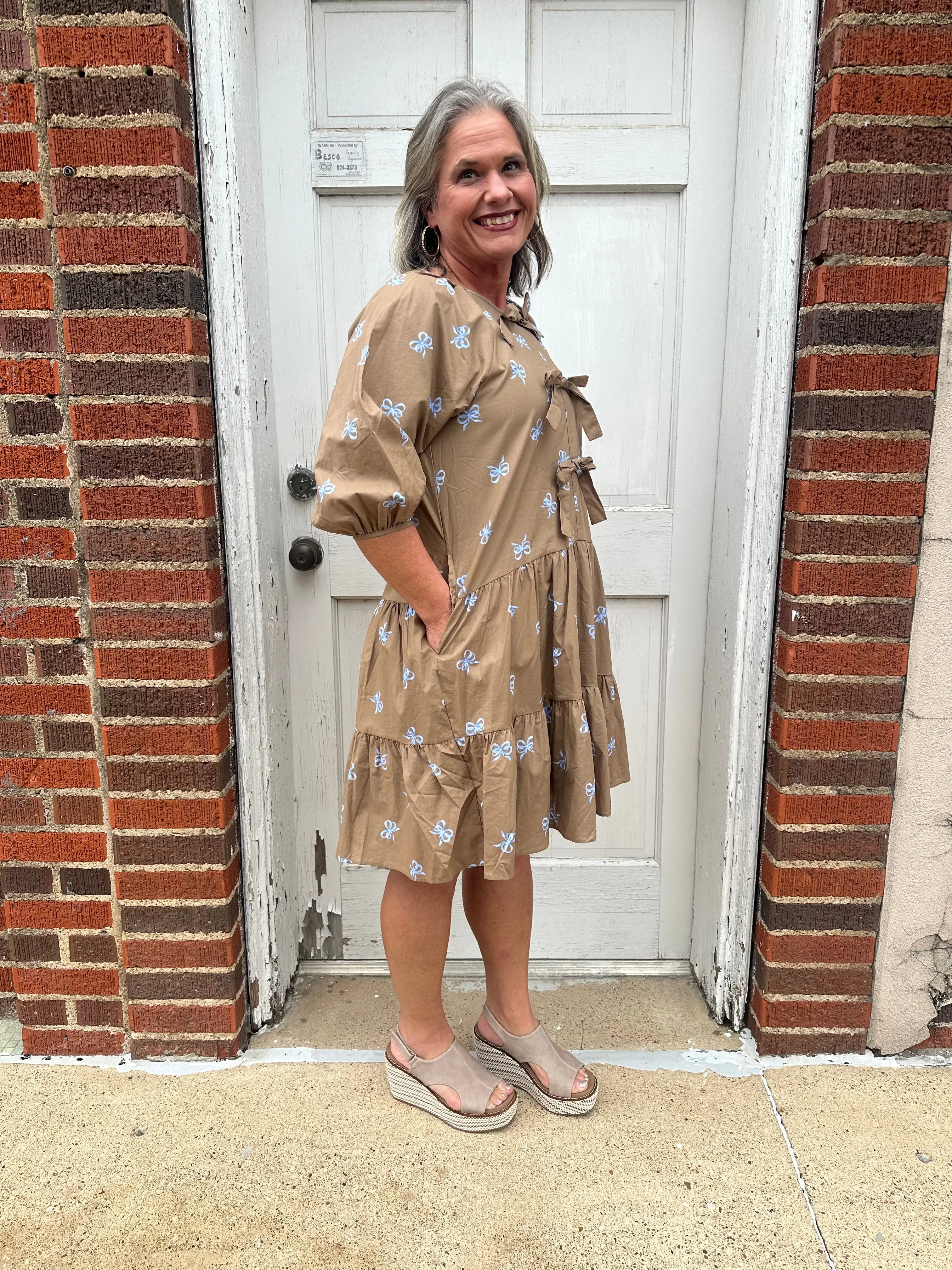 Talk About Charm Dress: Brown