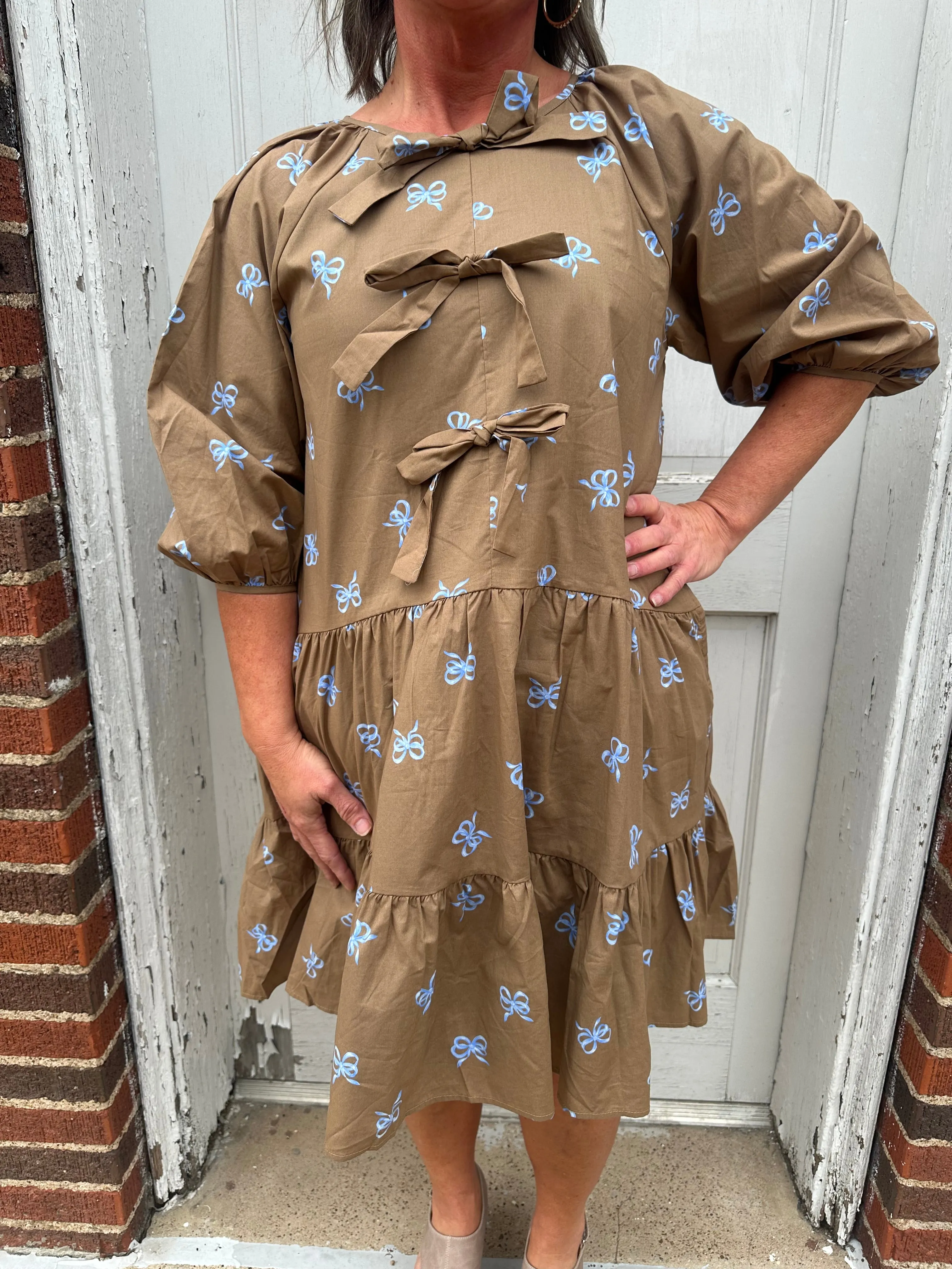 Talk About Charm Dress: Brown