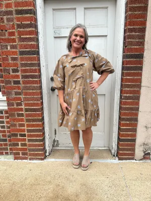 Talk About Charm Dress: Brown