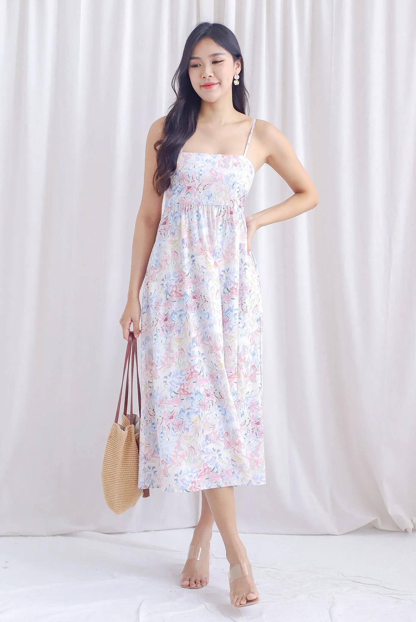 TDC Lyndsey Abstract Floral Spag Dress In Pastel