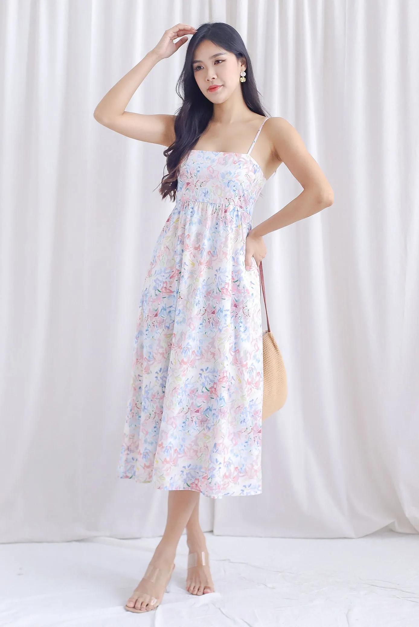 TDC Lyndsey Abstract Floral Spag Dress In Pastel