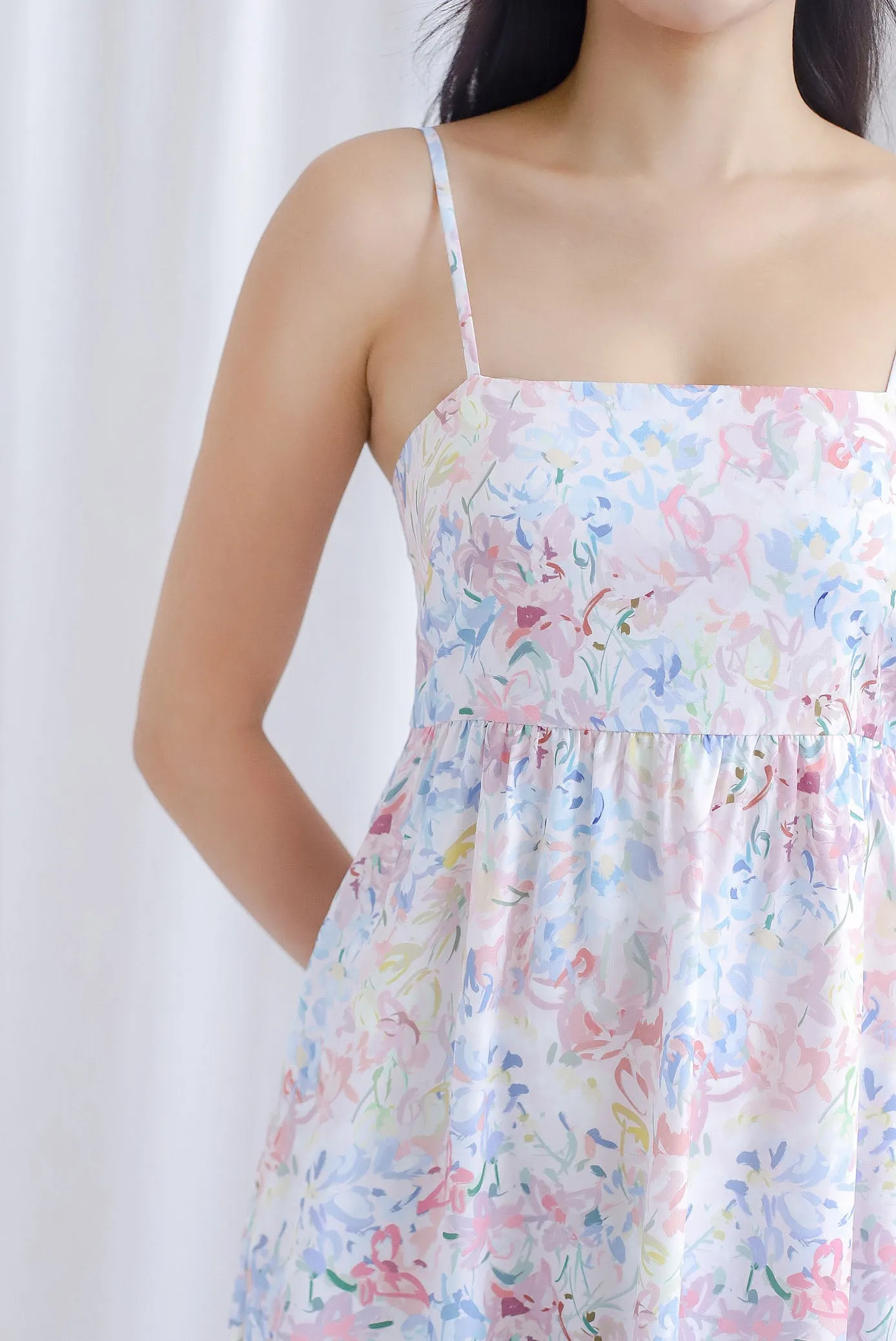 TDC Lyndsey Abstract Floral Spag Dress In Pastel
