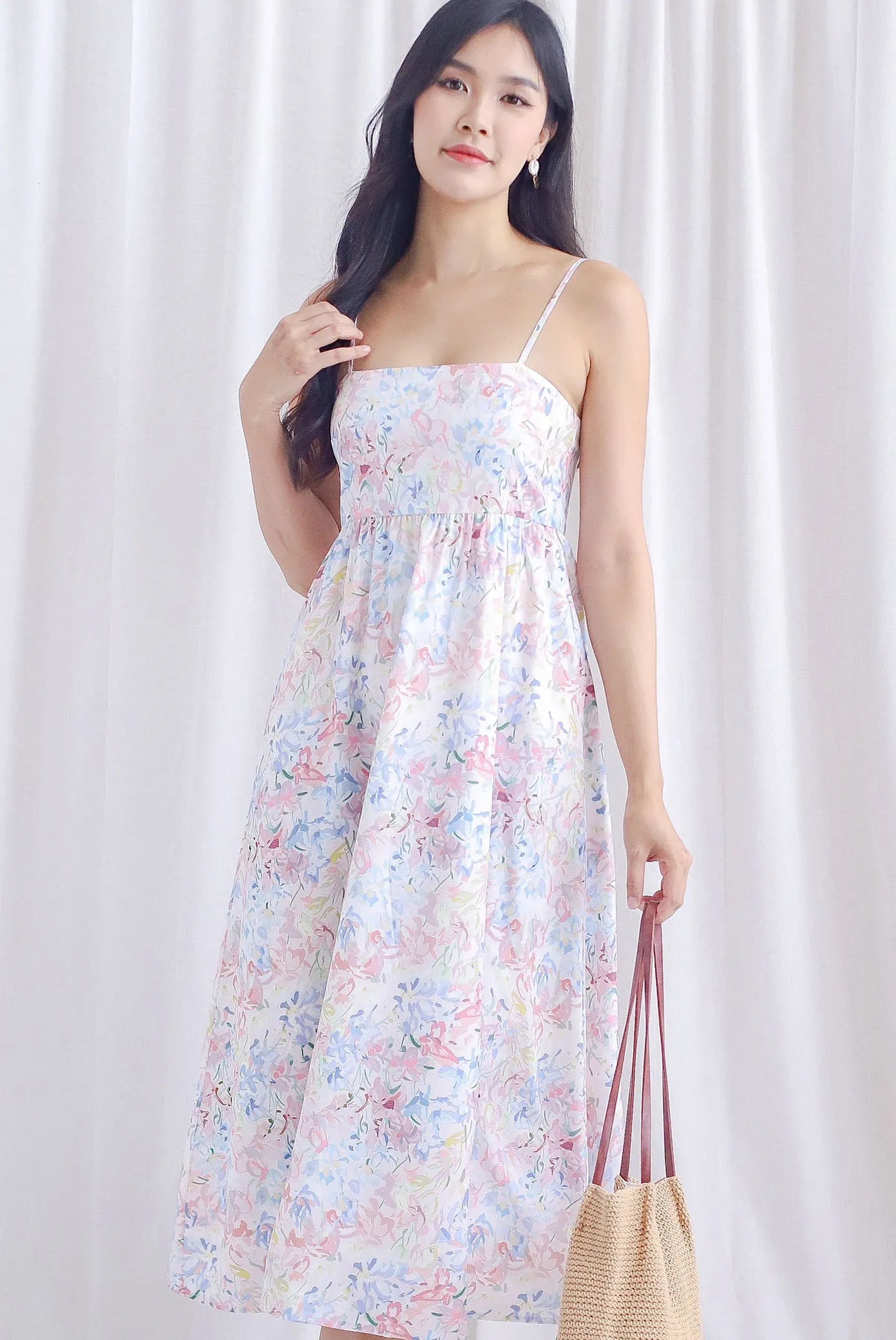 TDC Lyndsey Abstract Floral Spag Dress In Pastel