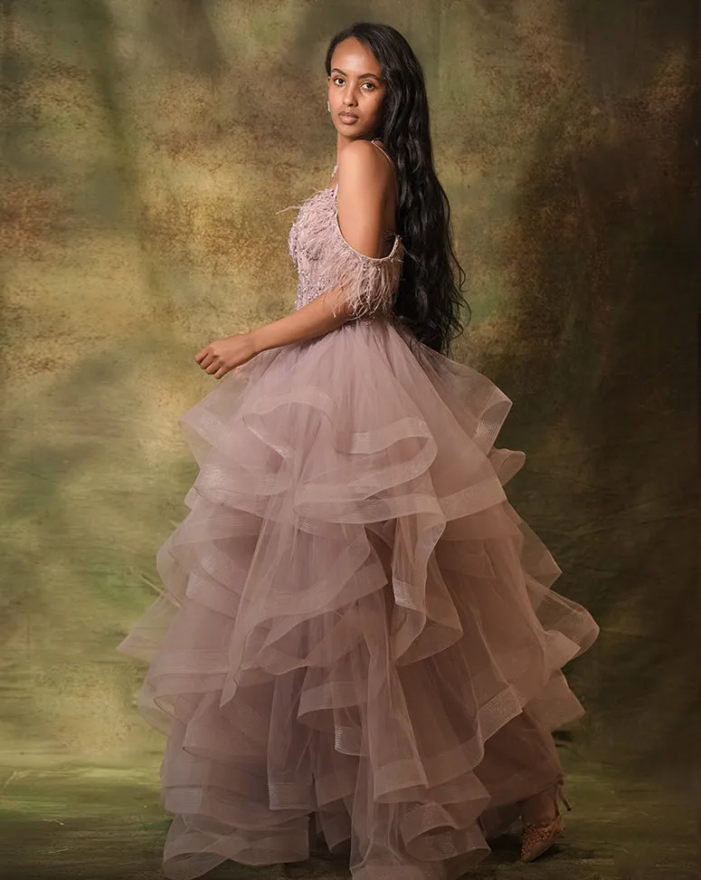 The Lavender Corset Ruffle Gown