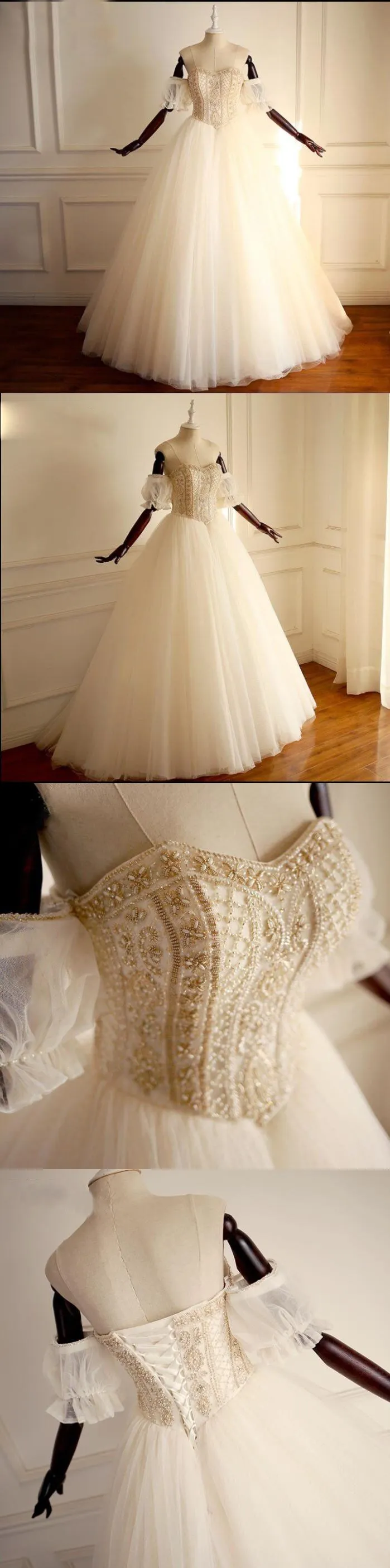 Top Beaded Sparkly Formal Unique Off Shoulder Prince Wedding Dresses, 2018 New Arrival Bridal Gowns , WD0292