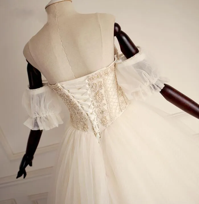 Top Beaded Sparkly Formal Unique Off Shoulder Prince Wedding Dresses, 2018 New Arrival Bridal Gowns , WD0292