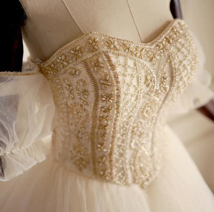 Top Beaded Sparkly Formal Unique Off Shoulder Prince Wedding Dresses, 2018 New Arrival Bridal Gowns , WD0292