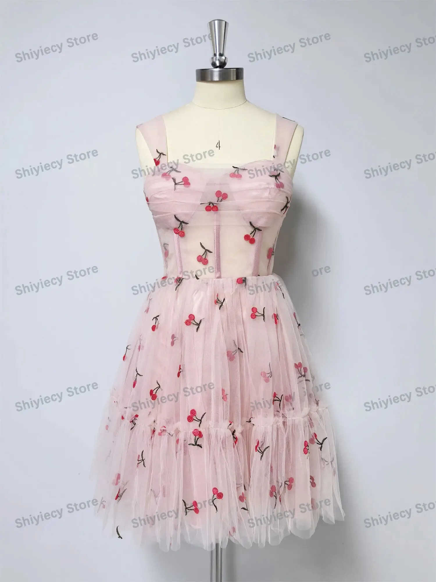 Tulle Mini Short Homecoming Dresses V-Neck Prom Dress 2024 Sweet Cute Formal Cocktail Dress Sleeveless Backless Ball Gowns